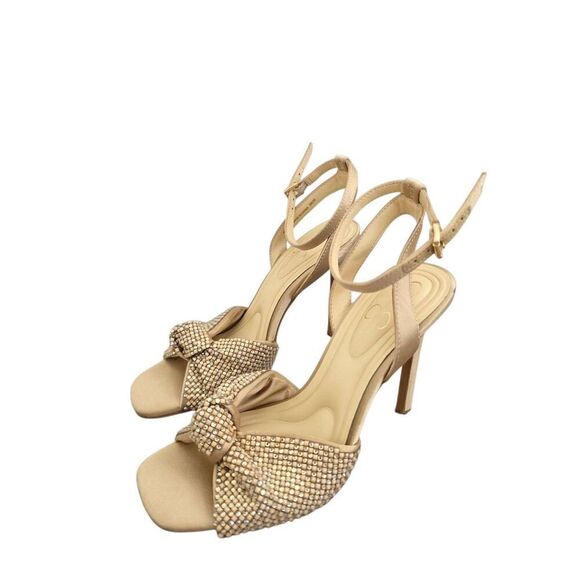 Jessica Simpson Sandals Size 5 Open Toe High Heel in Gold Ankle Strap - Picture 2 of 8